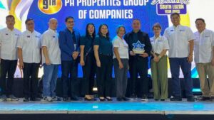 IN PHOTO: Leading the awarding ceremony are  Atty. Marianne Reyna Lina-Cruz, P.A. Properties CEO & President,  Peter Jude T. Alvarez, P.A. Properties Director, Lelito Flores, P.A. Properties Chief Finance Officer, and Evelyn Buco, P.A. Properties VP for Collections & Loans Processing, who proudly received the recognition on behalf of P.A. Properties at the Pag-IBIG Star Awards 2025.